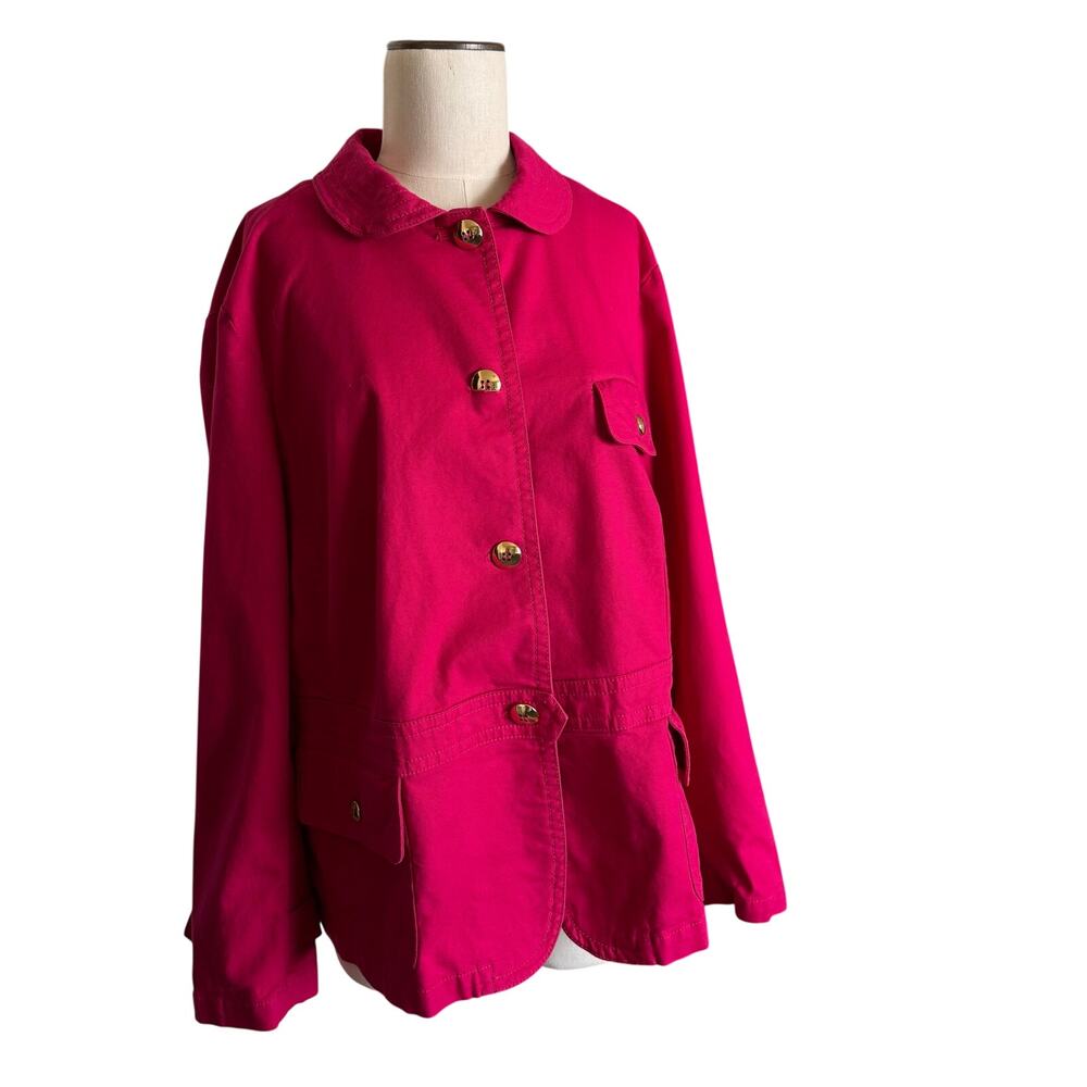 Talbots Jacket Womens Plus Size 24W Red Pink Chino Blazer Pockets Round Collar